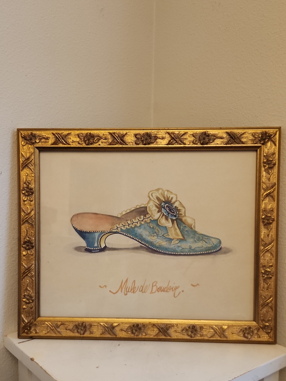 ♤ Large Gold-Framed Blue Decorative Mule Art Print